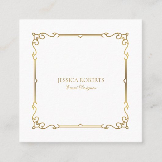ヴィンテージ金ゴールドフレーム（白） スクエア名刺 (正面)