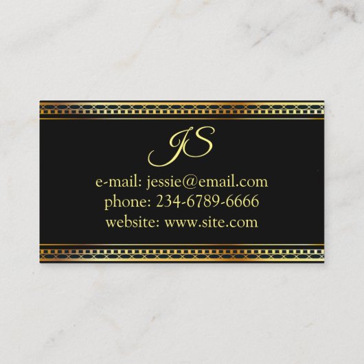 ヴィンテージ金ゴールドフレーム(黒) 名刺 (裏面)