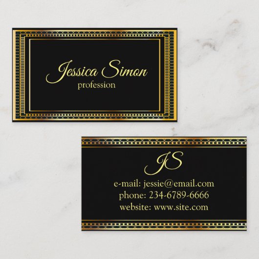 ヴィンテージ金ゴールドフレーム(黒) 名刺 (正面/裏面)