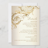ヴィンテージ金ゴールドフローラすべてのRSVPの結婚Damask 招待状 (裏面)