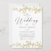 ヴィンテージ金ゴールドフローラエレガントウェディング 招待状 (正面)