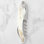 ヴィンテージ金ゴールドフローラエレガントダマスク結婚スクリプト ソムリエナイフ (裏面)