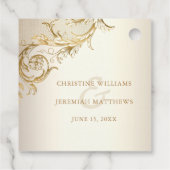 ヴィンテージ金ゴールドフローラエレガントダマスク結婚スクリプト フェイバータグ (裏面)