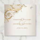 ヴィンテージ金ゴールドフローラエレガントダマスク結婚スクリプト フェイバータグ (裏面)