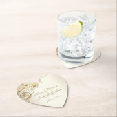 ヴィンテージ金ゴールドフローラエレガントダマスク結婚スクリプト ペーパーコースター (インサイチュ)