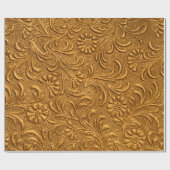 ヴィンテージ金ゴールドフローラオーナメントシームレスパターン ラッピングペーパー (フラット)