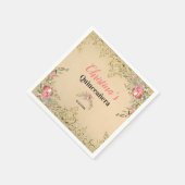 ヴィンテージ金ゴールドフローラキンセアニラ誕生日 スタンダードカクテルナプキン (角)