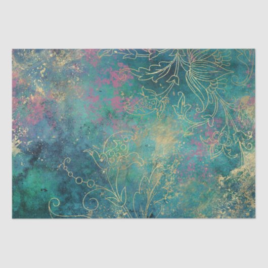 ヴィンテージ金ゴールドフローラグランジダマスク 薄葉紙 (正面)