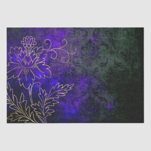 ヴィンテージ金ゴールドフローラグランジダマスク 薄葉紙 (正面)