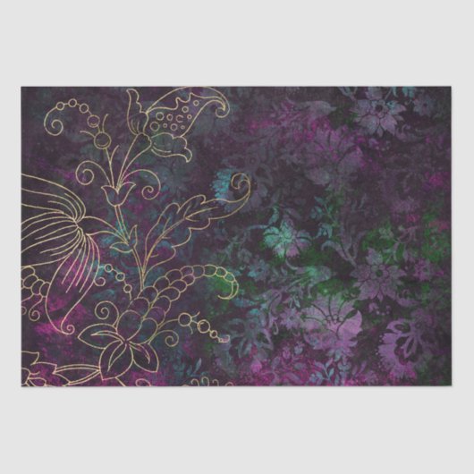 ヴィンテージ金ゴールドフローラグランジダマスク 薄葉紙 (正面)