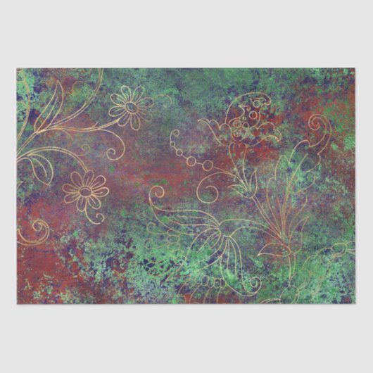 ヴィンテージ金ゴールドフローラグランジダマスク 薄葉紙 (正面)