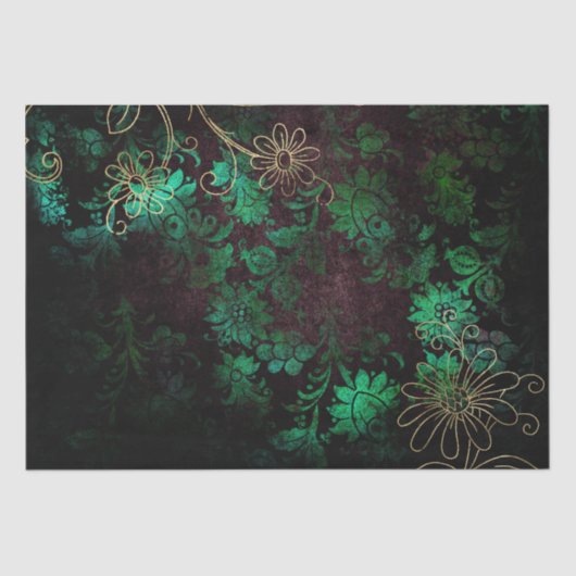 ヴィンテージ金ゴールドフローラグランジダマスク 薄葉紙 (正面)