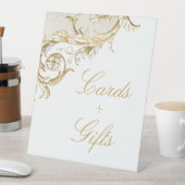 ヴィンテージ金ゴールドフローラダマスクカードギフト結婚ズ 台座サイン (インサイチュ)