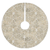 ヴィンテージ金ゴールドフローラダマスククリスマスツリースカート ブラッシュドポリエステルツリースカート (正面)