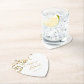 ヴィンテージ金ゴールドフローラダマスクスクリプト結婚名 ペーパーコースター (インサイチュ)