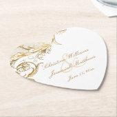 ヴィンテージ金ゴールドフローラダムスクリ結婚プト白のPa ペーパーコースター (アングル)