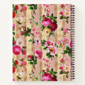 ヴィンテージ金ゴールドフローラピンクローズダマスク ノートブック (裏面)