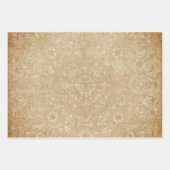 ヴィンテージ金ゴールドフローラメダリオンデコペ華美 ラッピングペーパーシート (正面3)