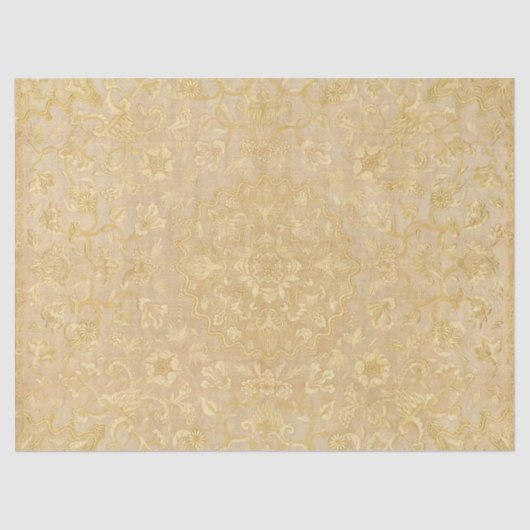 ヴィンテージ金ゴールドフローラメダリオンデコペ華美 薄葉紙 (正面)