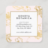 ヴィンテージ金ゴールドフローラルパターンonピンクデザイナー スクエア名刺 (裏面)