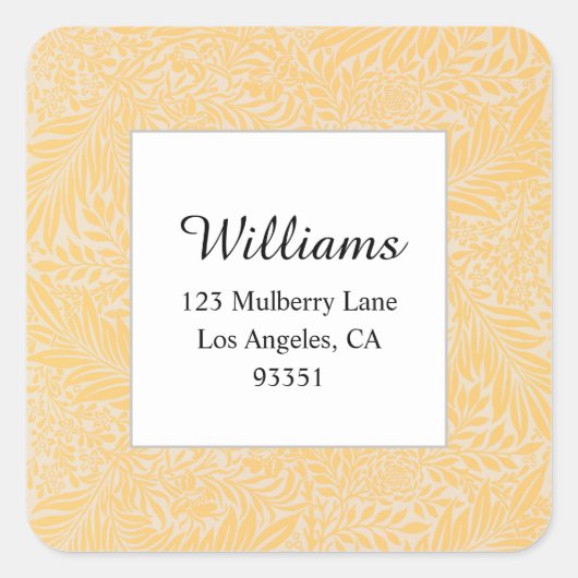 ヴィンテージ金ゴールドフローラ植物学差出人住所 スクエアシール (正面)