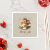 ヴィンテージ金ゴールドフローラ茶パーティーブライダルシャワー スタンダードカクテルナプキン (インサイチュ)