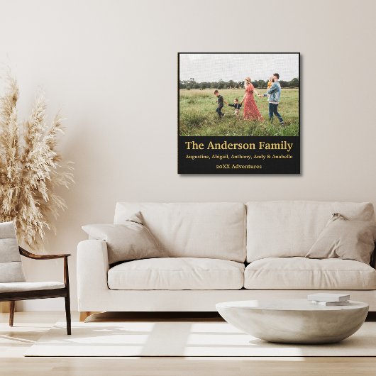 ヴィンテージ金ゴールドフローラ額家族アドベンチャーフォト キャンバスプリント