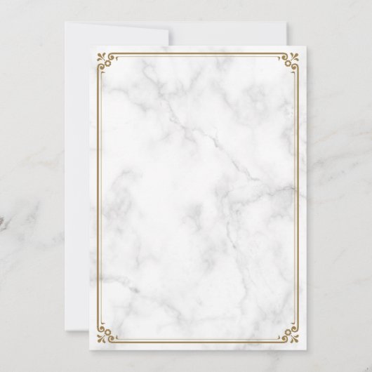 ヴィンテージ金ゴールドフローリッシュホワイトマーブルイスラム結婚ズ 招待状 (裏面)