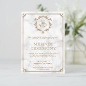 ヴィンテージ金ゴールドフローリッシュホワイトマーブルイスラムMehndi エンクロージャーカード (スタンド正面)