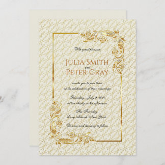 ヴィンテージ金ゴールドフ王室のレー結婚ム 招待状