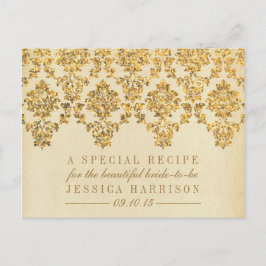 ヴィンテージ金ゴールドブライダルシャワーレシピカード インビテーションポストカード