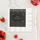 ヴィンテージ金ゴールドブラックアールデコフルーアデリス結婚ズ 縁ありランチョンナプキン (インサイチュ)