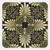 ヴィンテージ金ゴールドブラックダマスクアールデコファン スクエアシール (正面)
