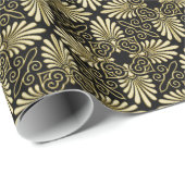 ヴィンテージ金ゴールドブラックダマスクアールデコファン ラッピングペーパー (ロールコーナー)