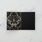 ヴィンテージ金ゴールドブラックダマスクウェディング感謝していユー サンキューカード (内部)