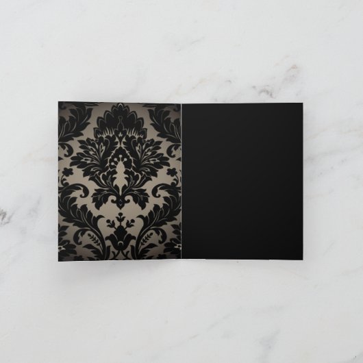 ヴィンテージ金ゴールドブラックダマスクウェディング感謝していユー サンキューカード (内部)