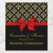 ヴィンテージ金ゴールドブラックダマスクレッドHワインボトルラベル ワインラベル (シングルラベル)