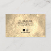 ヴィンテージ金ゴールドブラックフローラメイクアップアーティストヘアサロン 名刺 (裏面)