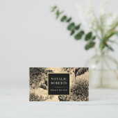 ヴィンテージ金ゴールドブラックフローラメイクアップアーティストヘアサロン 名刺 (スタンド正面)