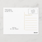 ヴィンテージ金ゴールドブラック&ホワイトダマスクウェディング感謝してい ポストカード (裏面)