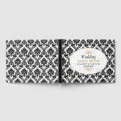 ヴィンテージ金ゴールドブラック&ホワイトダマスクウェディング ゲストブック (全面)