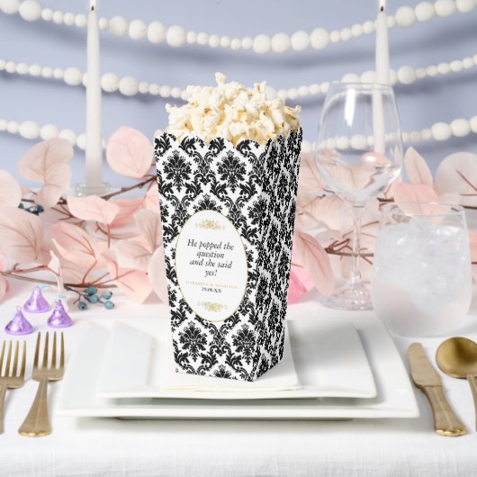 ヴィンテージ金ゴールドブラック&ホワイトダマスクウェディング フェイバーボックス (ウェディング)