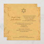 ヴィンテージ金ゴールドブロケド結婚ユダヤ人 招待状 (正面/裏面)
