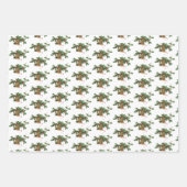 ヴィンテージ金ゴールドベルとホリークリスマス ラッピングペーパーシート (正面)