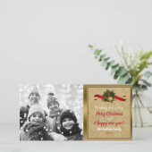 ヴィンテージ金ゴールドベルクリスマスホリデーフォトカード シーズンカード (スタンド正面)