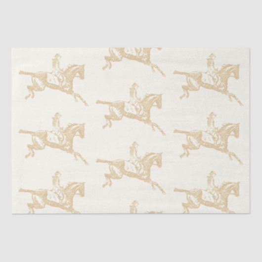 ヴィンテージ金ゴールドベージュガール乗馬 薄葉紙 (正面)