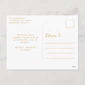 ヴィンテージ金ゴールドボウメリークリスマスフォト シーズンポストカード (裏面)