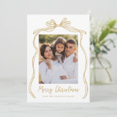 ヴィンテージ金ゴールドボウメリークリスマス2写真 シーズンカード (スタンド正面)