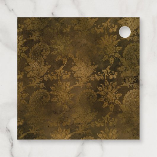 ヴィンテージ金ゴールドマスカレードマスクとダマスク フェイバータグ (裏面)