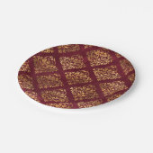 ヴィンテージ金ゴールドマルーンダマスクパターン ペーパープレート (アングル)